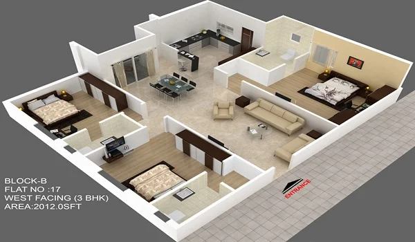 Tata Carnatica 3 BHK Apartment Floor Plan
