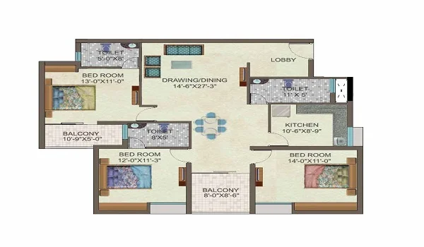Tata Carnatica 3.5 BHK Apartment Floor Plan